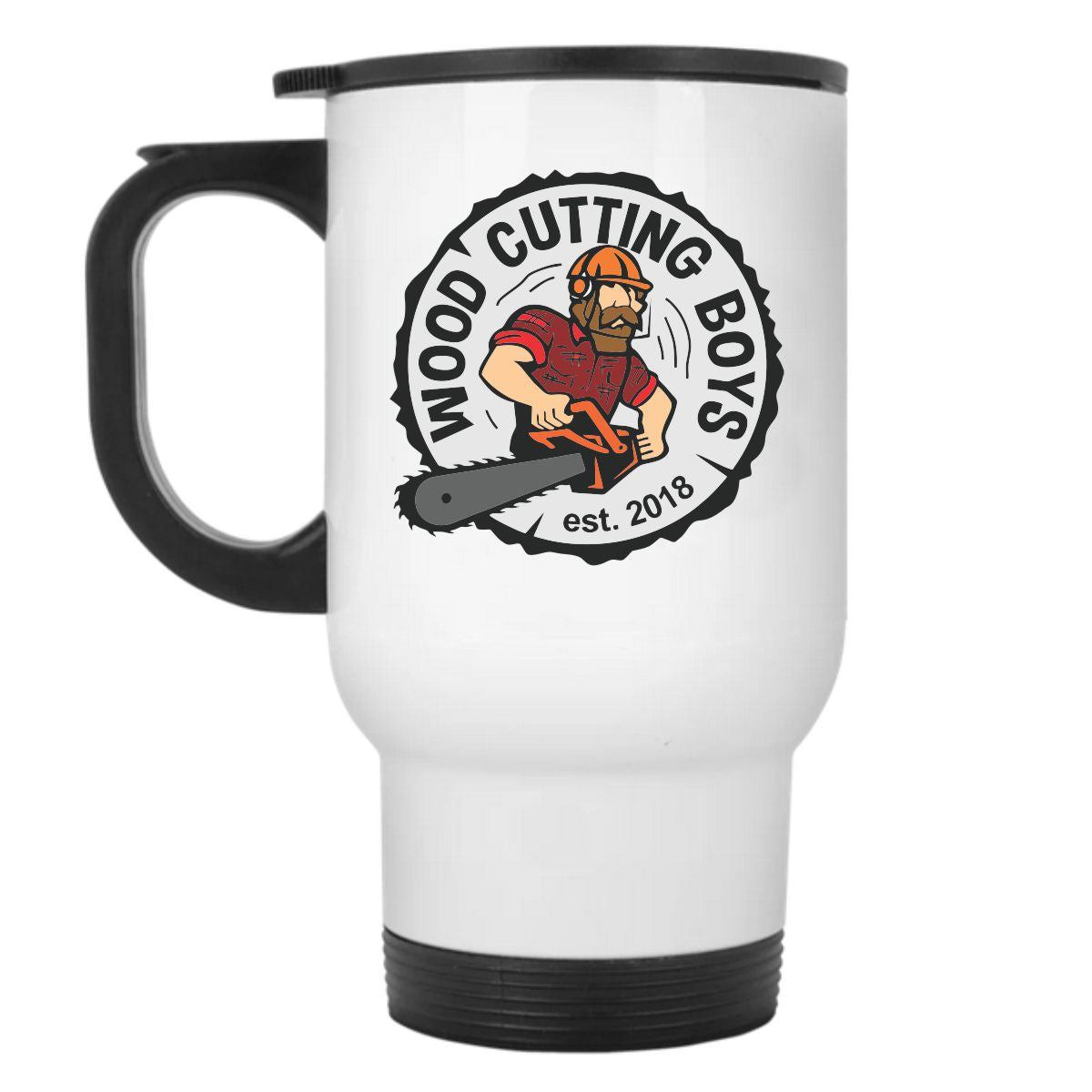 Wood Cutting Boys Travel Mug 14oz