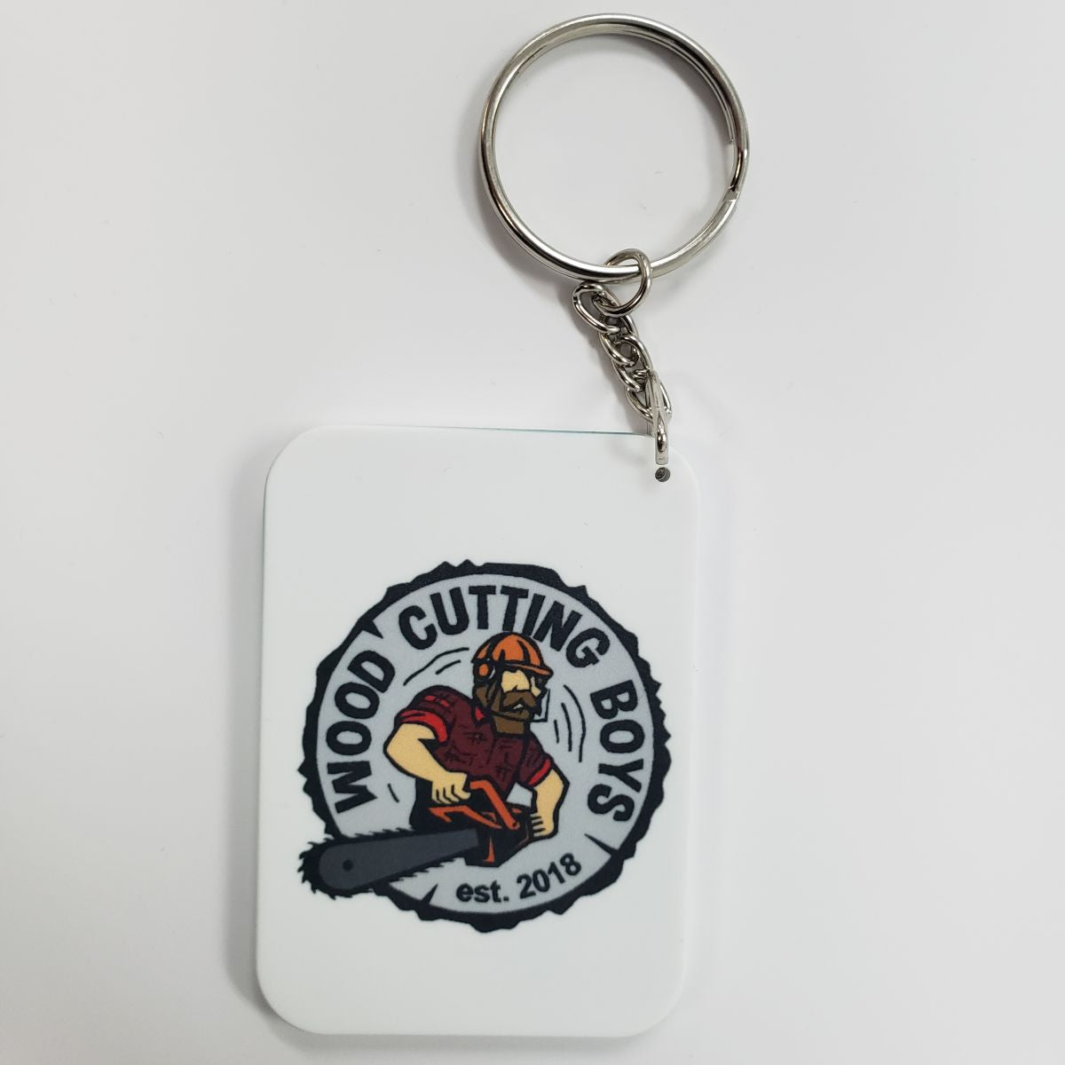 Wood Cutting Boys Polymer Keytag